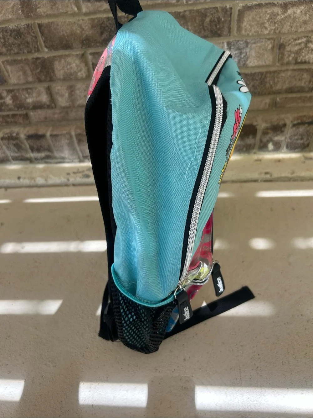 🤩 Justice Sport Smiley Face Daisy Backpack Turquoise Holographic School Bag